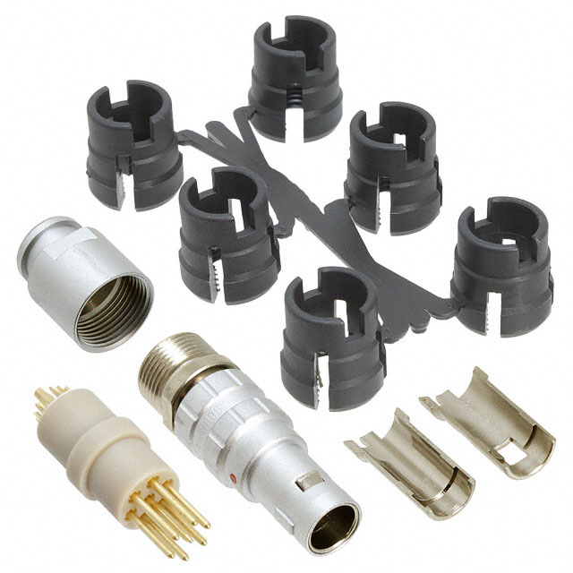 10 Position Circular Connector Plug, Male Pins Solder Cup