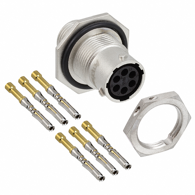 6 Position Circular Connector Receptacle, Female Sockets Crimp