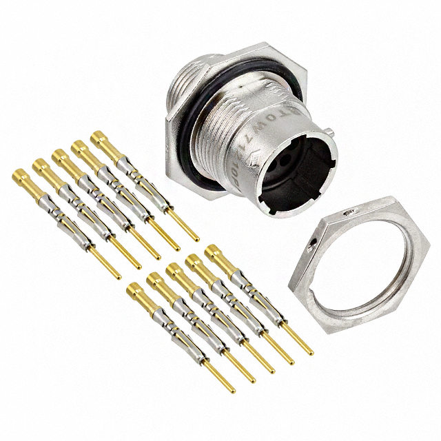 10 Position Circular Connector Receptacle, Male Pins Crimp