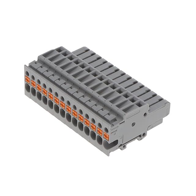 14 Position Terminal Block Plug, Female Sockets 180° Free Hanging (In-Line)