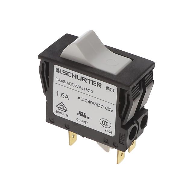 Circuit Breaker Thermal 1.6A 240 V AC 60 V DC Rocker Panel Mount