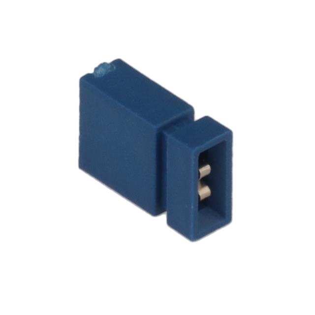 2 (1 x 2) Position Shunt Connector Blue Open Top 0.100 (2.54mm) Gold