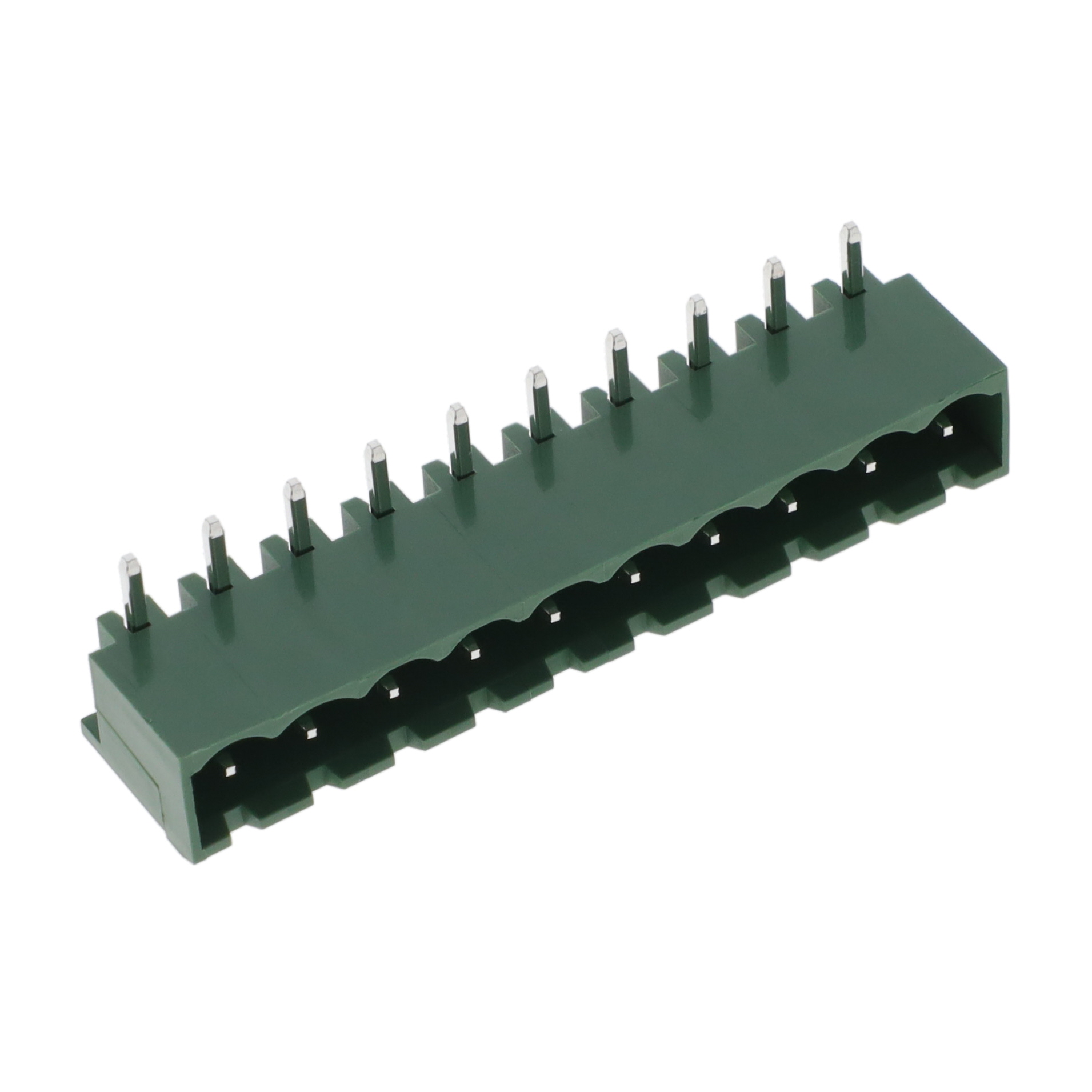 10 Position Terminal Block Header, Male Pins, Shrouded (4 Side) 0.200