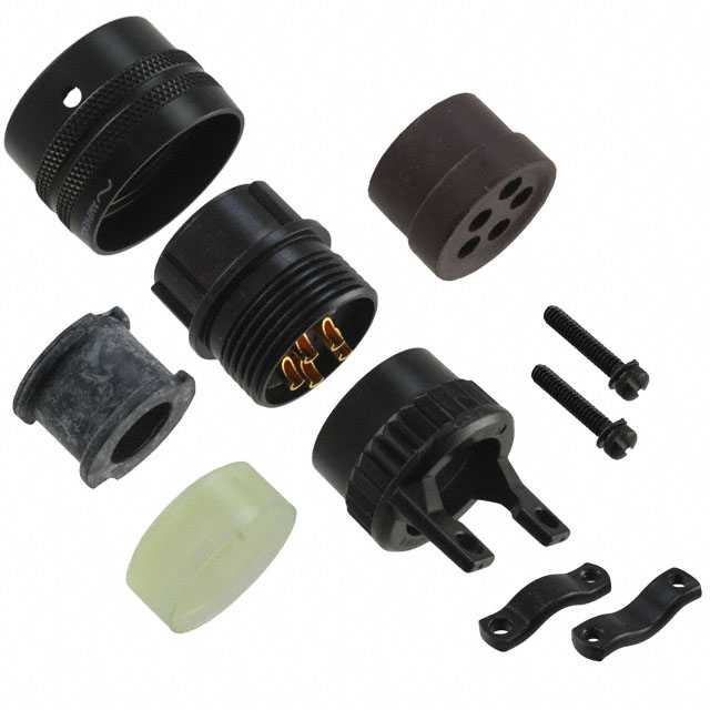 5 Position Circular Connector Plug, Female Sockets Solder Cup