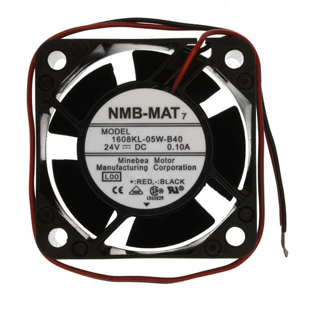 Fan Tubeaxial 24VDC Square - 40mm L x 40mm H Ball 8.4 CFM (0.235m3/min) 2 Wire Leads