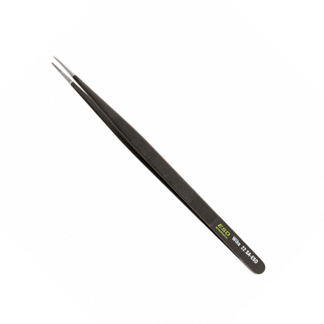 Tweezers Acid Resistant, Anti-Magnetic, ESD Safe, Guide Pin, Serrated Pointed Rounded 22 5.91