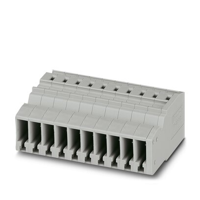10 Position Terminal Block Receptacle, Male Pins 180° Free Hanging (In-Line)