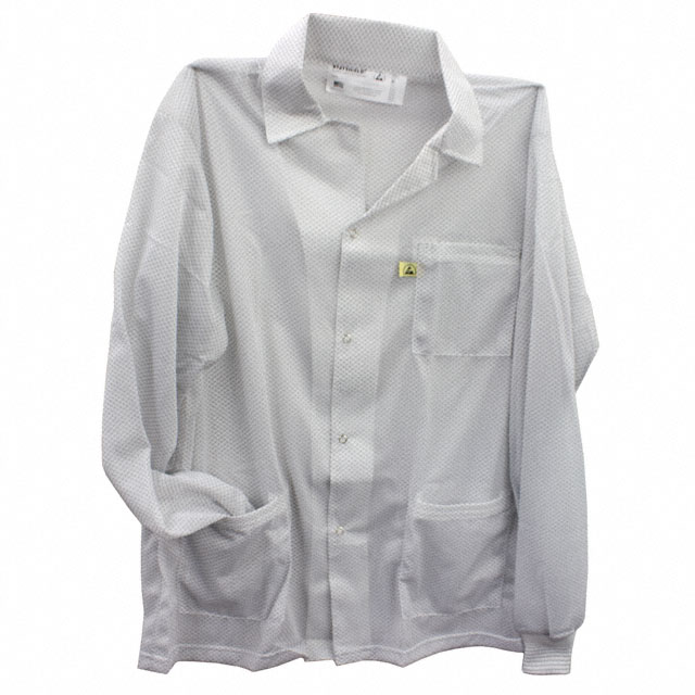 Polyester Smock, Jacket Length with Cuffs Small White 4mm Snap Stud on Hip, Conductive Fabric on Cuff