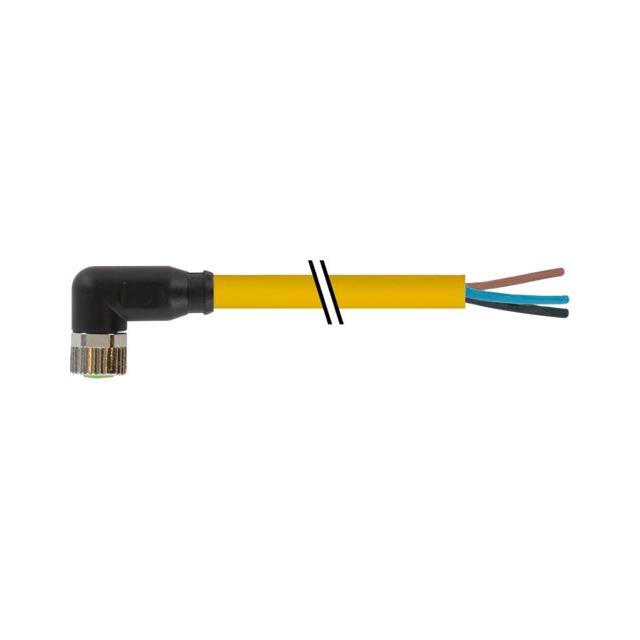 【7000-08081-0100500】M8 FEMALE 90 WITH CABLE, PVC 3X0