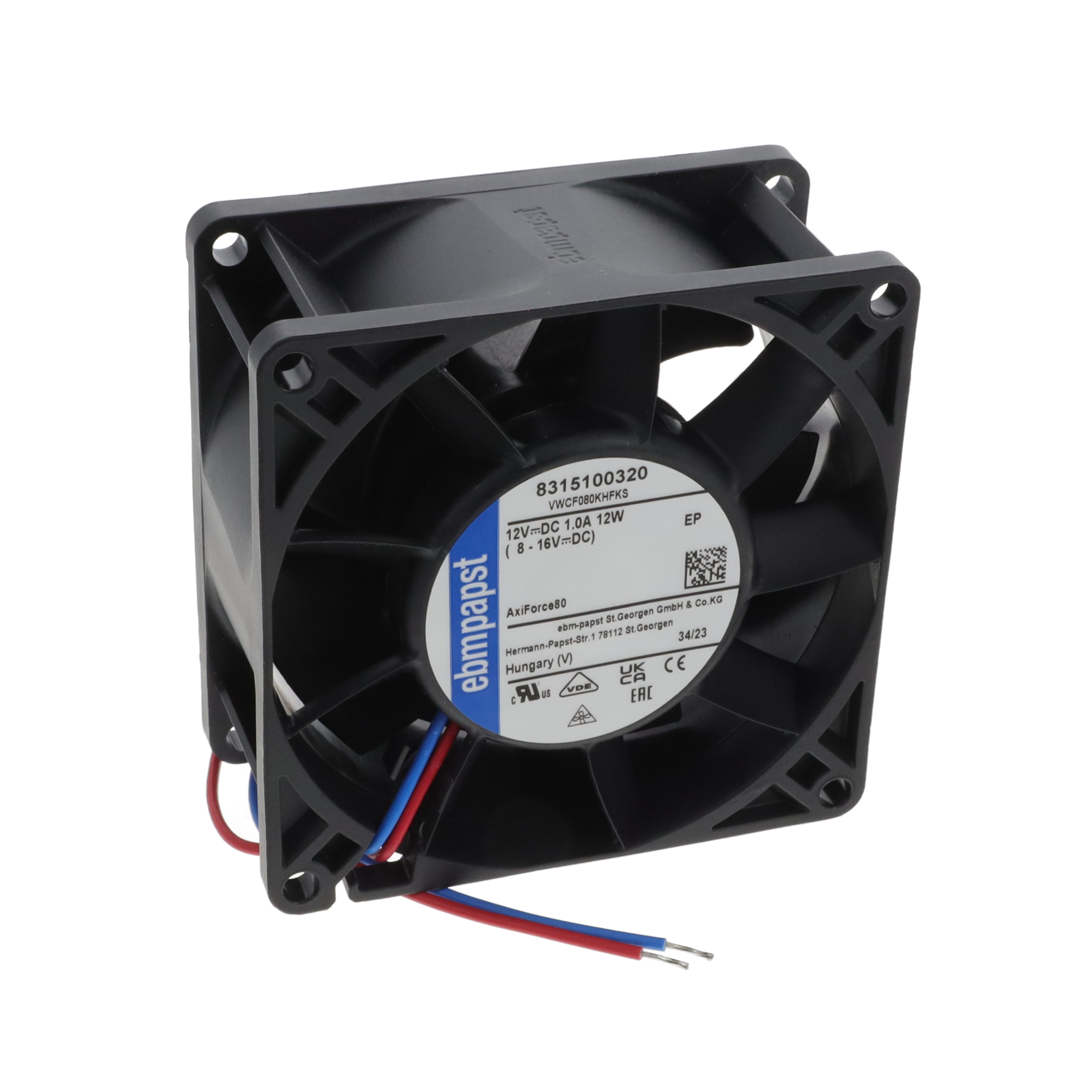 【8315100320】FAN AXIAL 80X38MM 12VDC WIRE