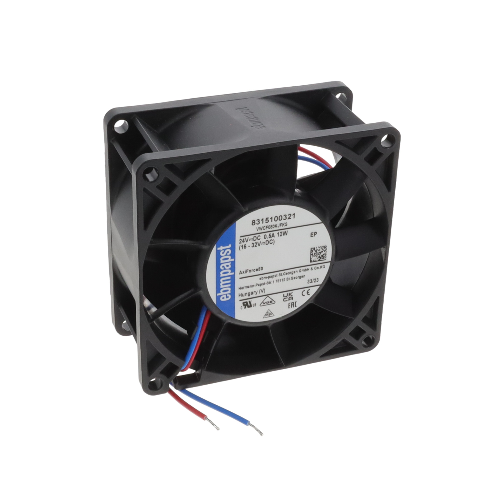 【8315100321】FAN AXIAL 80X38MM 28VDC WIRE