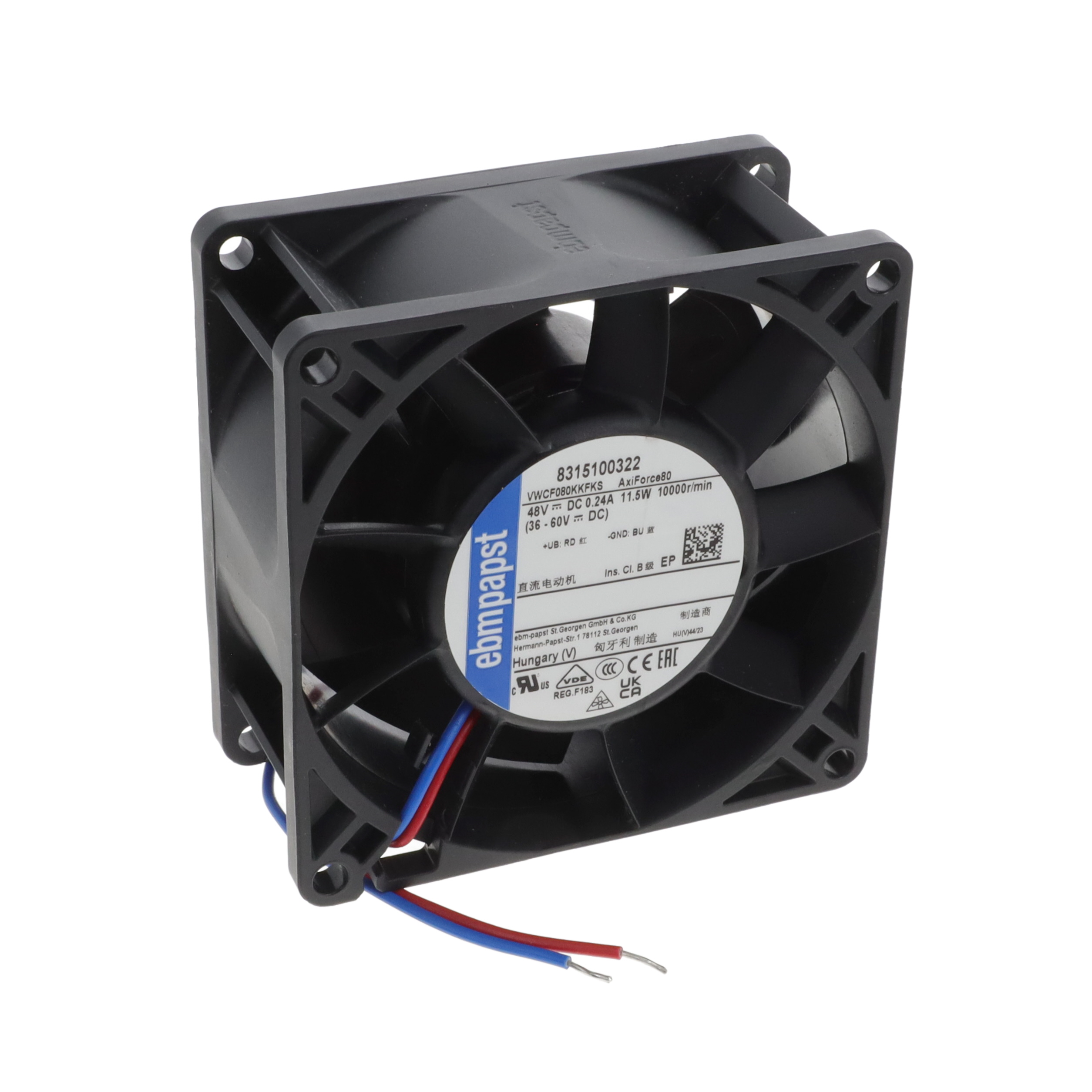 【8315100322】FAN AXIAL 80X38MM 48VDC WIRE