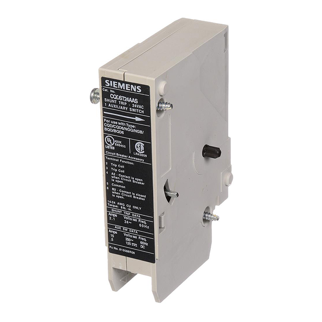 BREAKER CQD 24VAC ST/AUX SW ACC