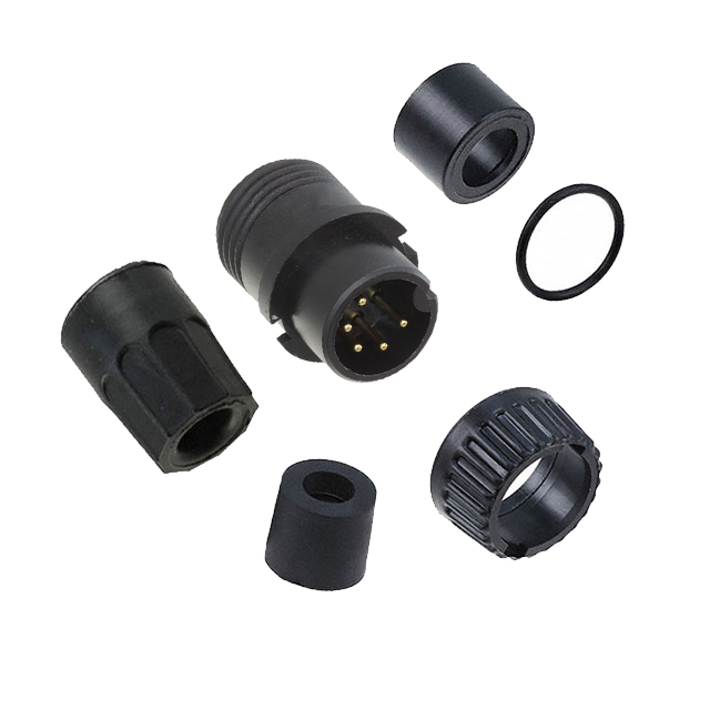 5 Position Circular Connector Plug, Male Pins Solder Cup