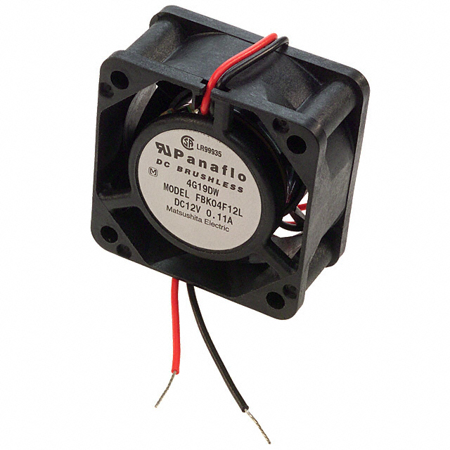 Fan Tubeaxial 12VDC Square - 40mm L x 40mm H Ball 3.9 CFM (0.109m3/min) 2 Wire Leads