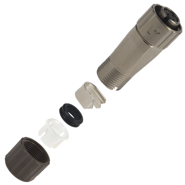 3 Position Circular Connector Plug, Female Sockets Solder Cup