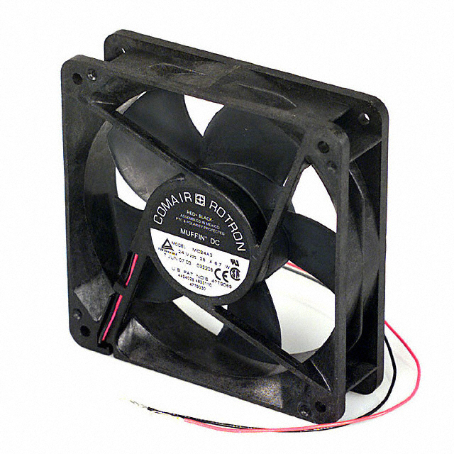 Fan Tubeaxial 24VDC Square - 120mm L x 120mm H Sleeve 102.0 CFM (2.86m3/min) 2 Wire Leads