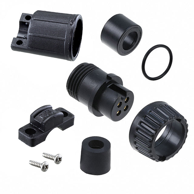 4 Position Circular Connector Plug, Male Pins Solder Cup