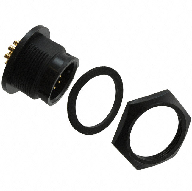 6 Position Circular Connector Receptacle, Male Pins Solder Cup