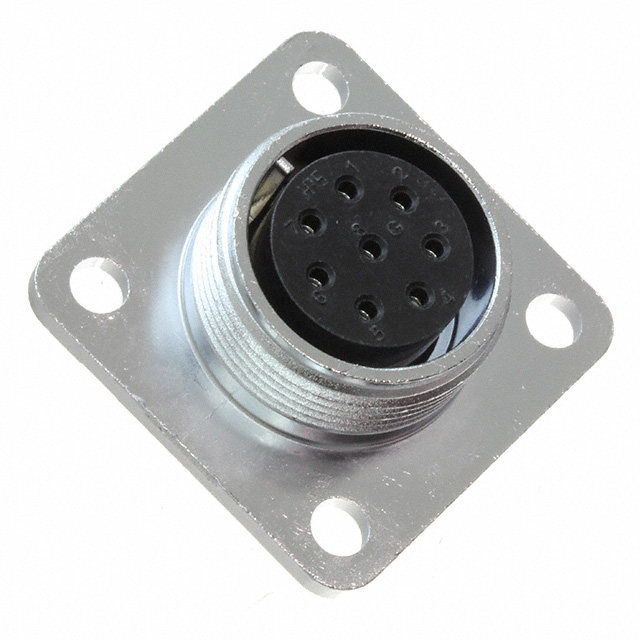 8 Position Circular Connector Receptacle, Female Sockets Solder Cup