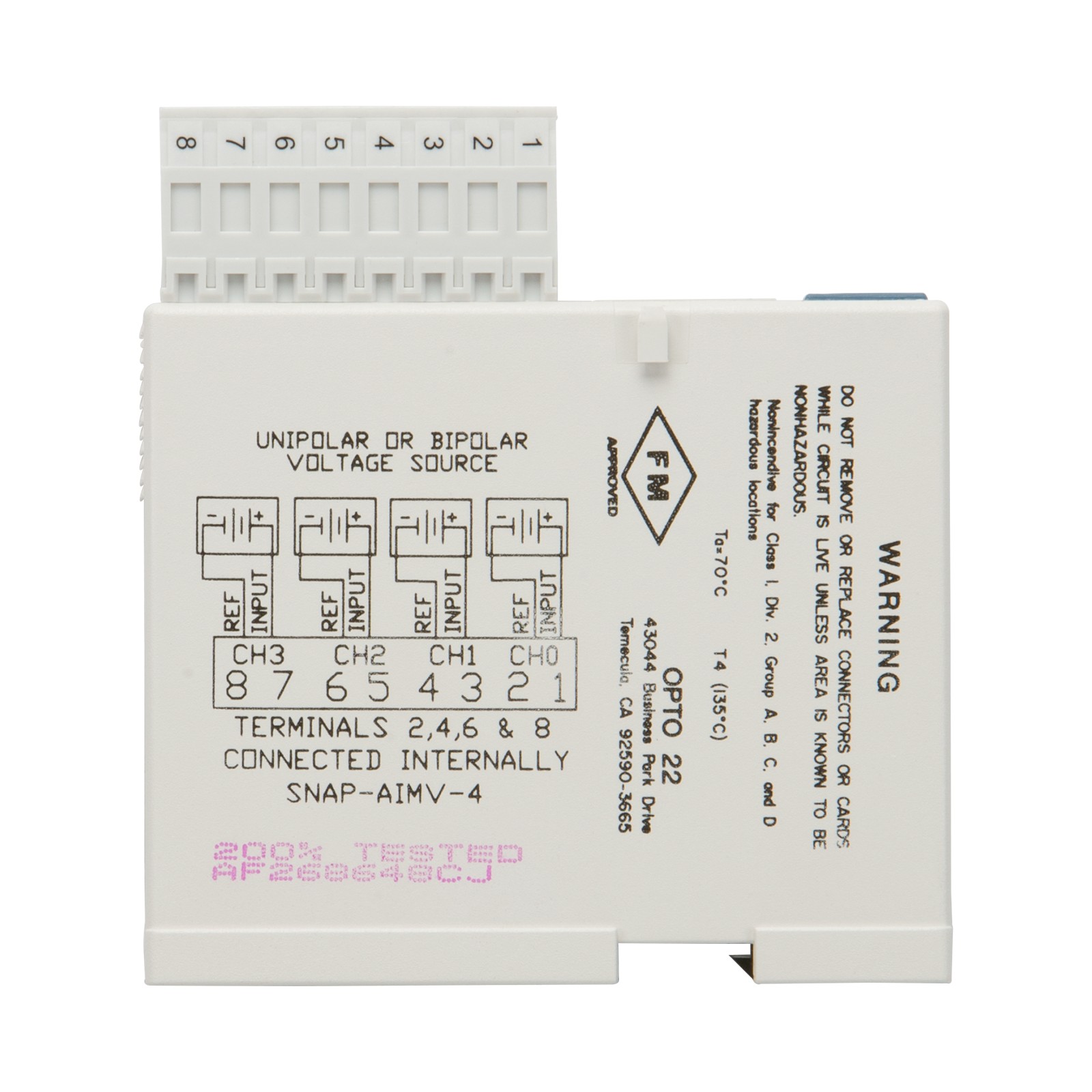 【SNAP-AIMV-4】SNAP 4-CH -150 TO +150 MV ANALOG