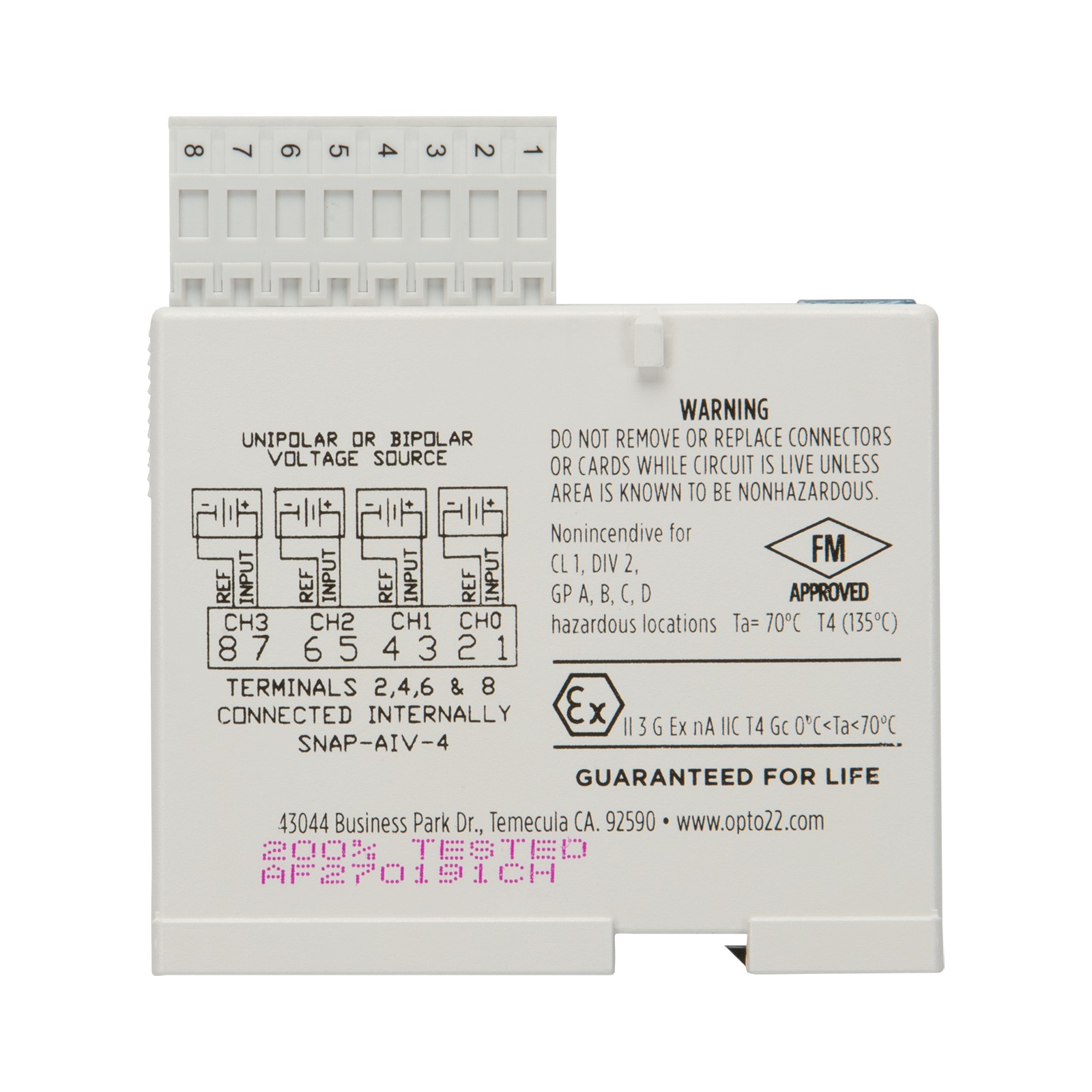 SNAP 4-CH -10VDC TO +10VDC ANALO