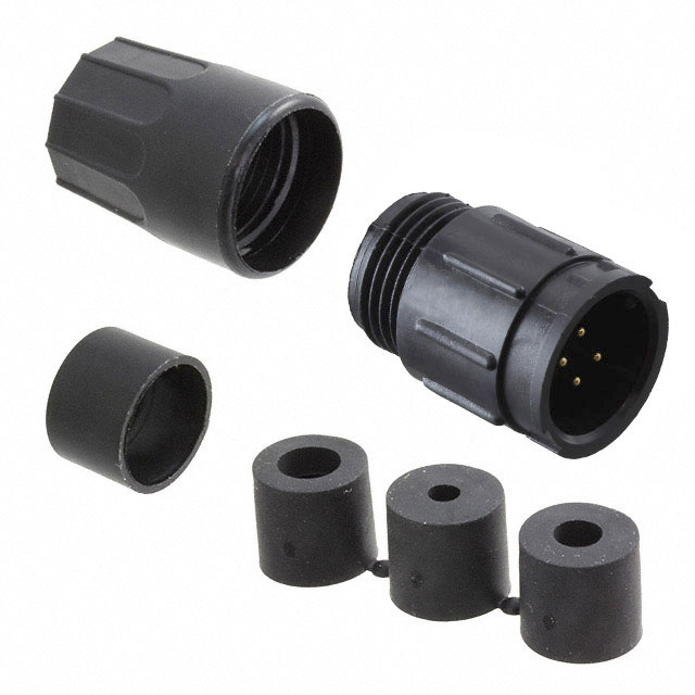 4 Position Circular Connector Receptacle, Male Pins Solder Cup