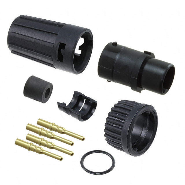 4 Position Circular Connector Plug, Male Pins Crimp