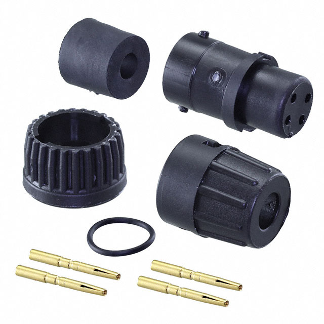 4 Position Circular Connector Plug, Female Sockets Crimp