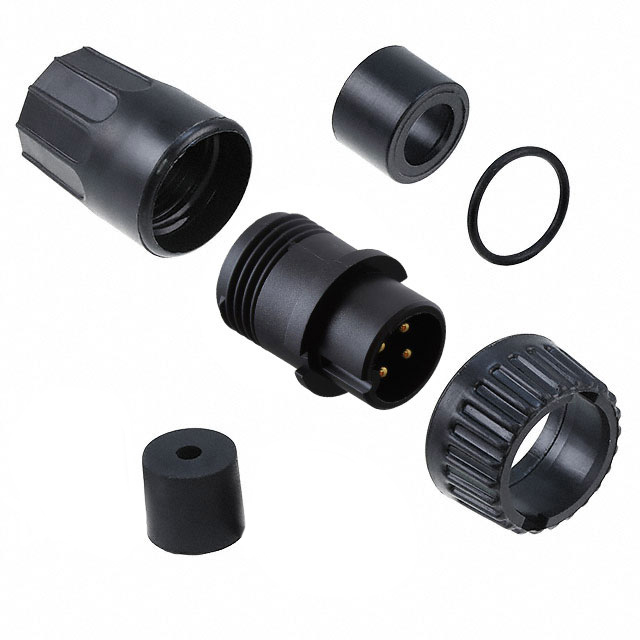 4 Position Circular Connector Plug, Male Pins Solder Cup