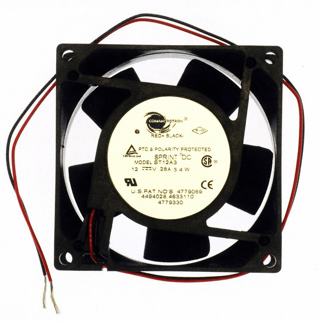 Fan Tubeaxial 12VDC Square - 80mm L x 80mm H Sleeve 34.0 CFM (0.952m3/min) 2 Wire Leads