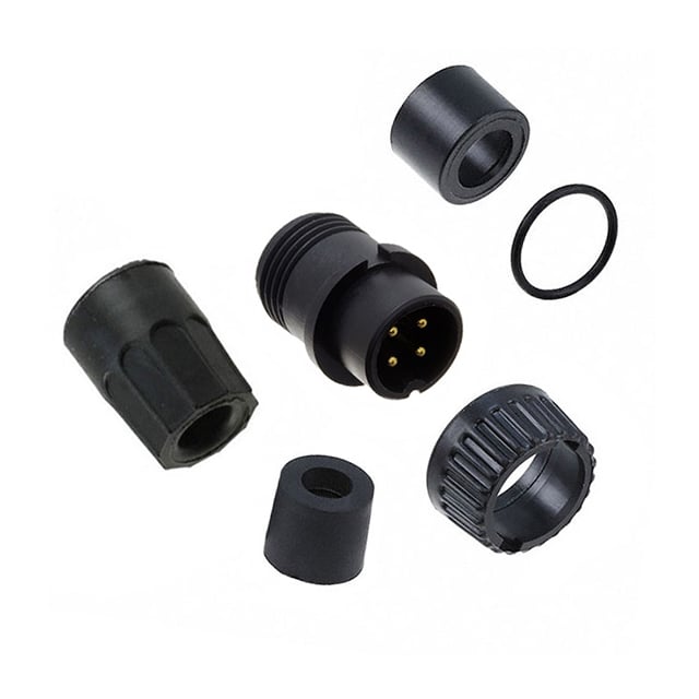 4 Position Circular Connector Plug, Male Pins Solder Cup