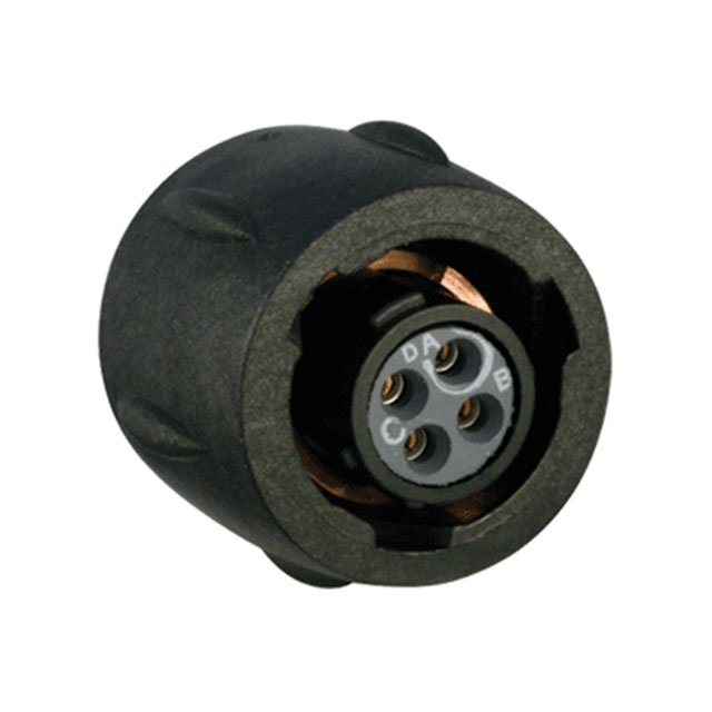 4 Position Circular Connector Plug, Female Sockets Solder Cup