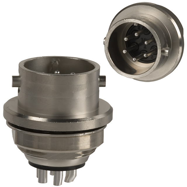 6 Position Circular Connector Receptacle, Male Pins