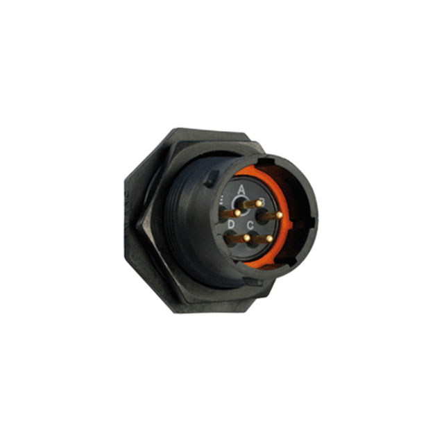 5 Position Circular Connector Receptacle, Male Pins Solder Cup