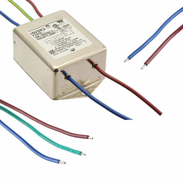 Single Phase EMC/EMI Line Filter 10 A 250VAC 50/60Hz Single Stage Wire Leads