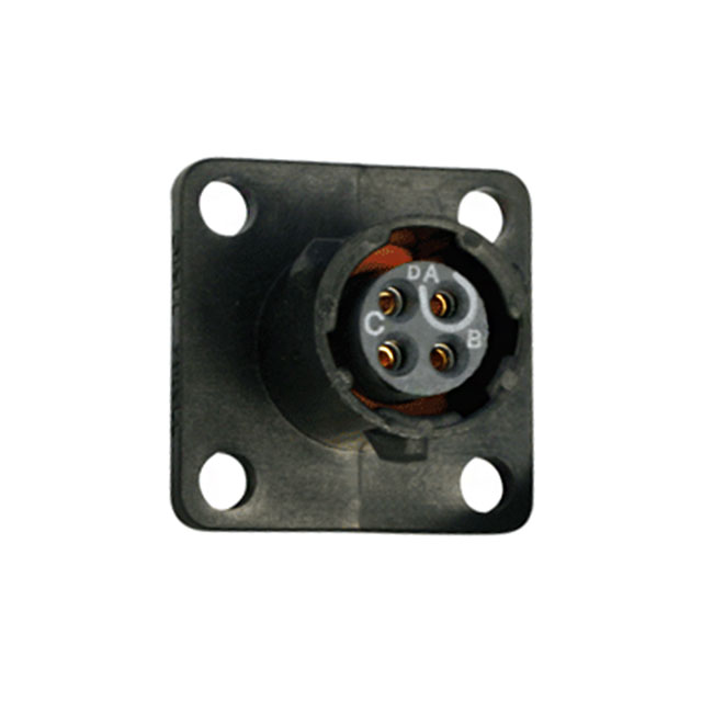 4 Position Circular Connector Receptacle, Female Sockets Solder