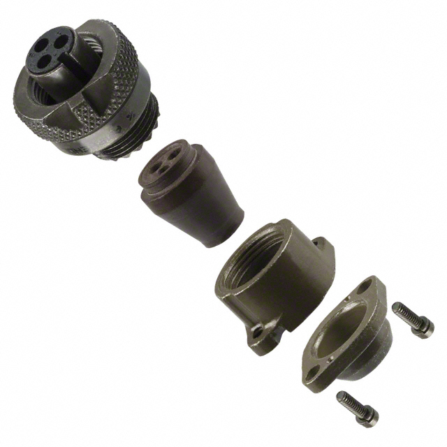 3 Position Circular Connector Plug, Female Sockets Solder Cup