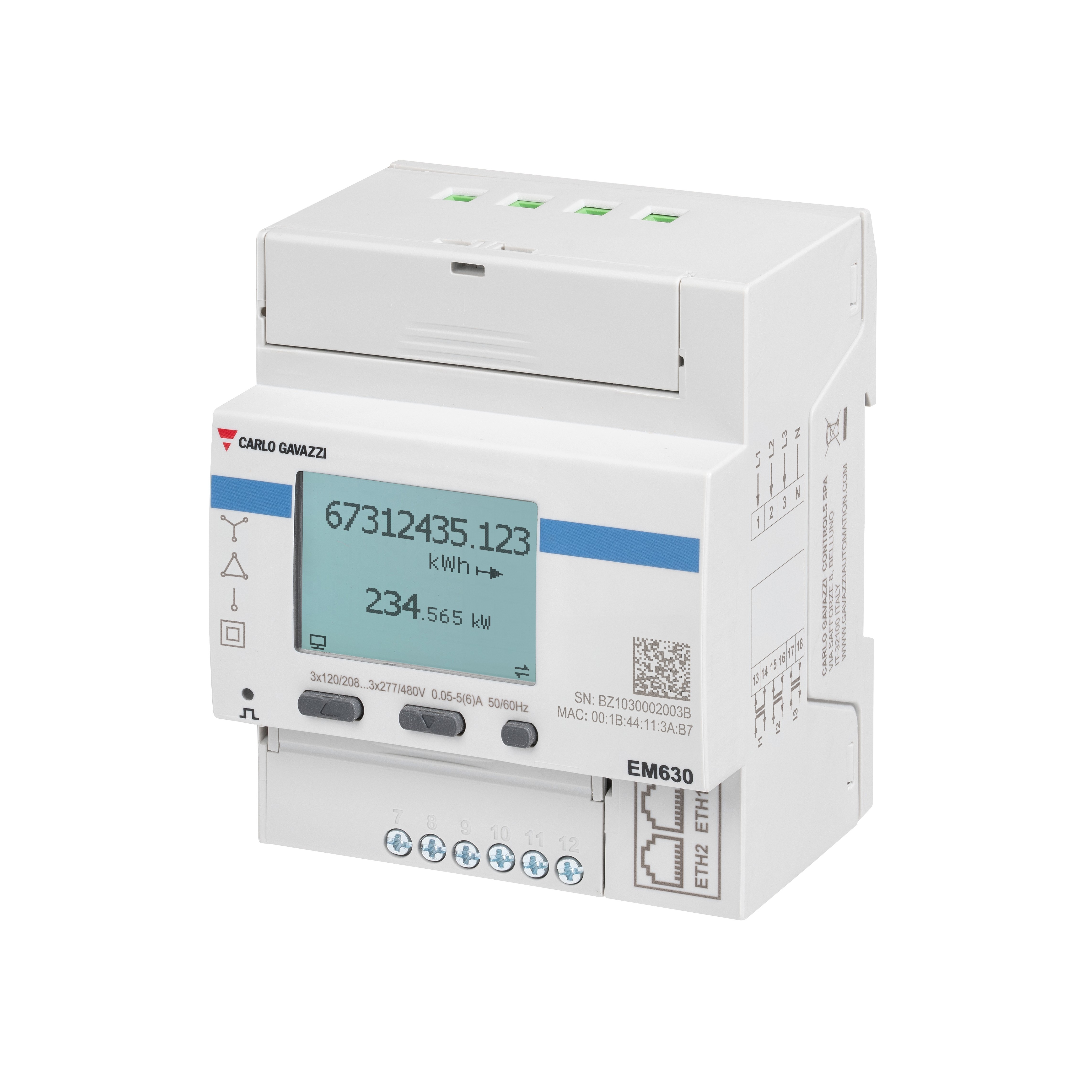 【EM630BAV53XE2XXX】3-PH ENERGY METER CT 5A ETHERNET