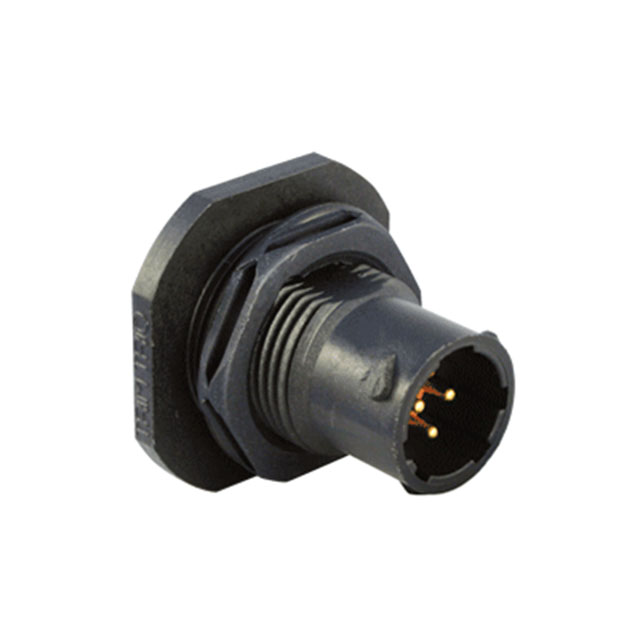 3 Position Circular Connector Receptacle, Male Pins Solder Cup