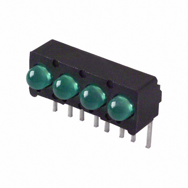 LED Circuit Board Indicator LED Circuit Board Indicator 4 Wide Green (x 4) Diffused, Tinted 2.2V 10mA Through Hole, Right Angle