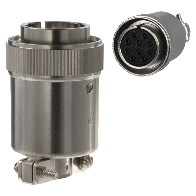 10 Position Circular Connector Plug, Female Sockets Solder Cup