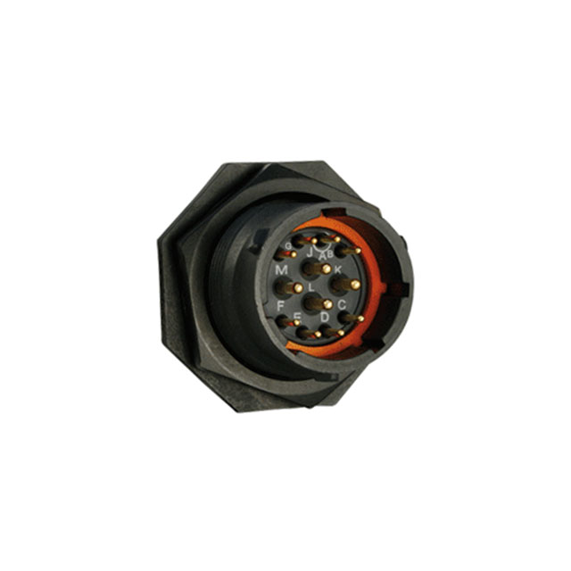 12 Position Circular Connector Receptacle, Male Pins Solder