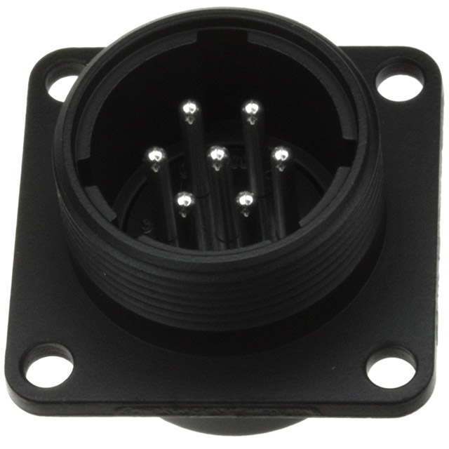 7 Position Circular Connector Receptacle, Male Pins Solder Cup