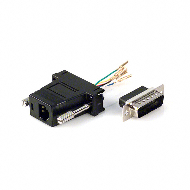 Adapter Connector D-Sub, 15 Pin Male To Modular, Female Jack, 6p6c (RJ11, RJ12, RJ14, RJ25) Black